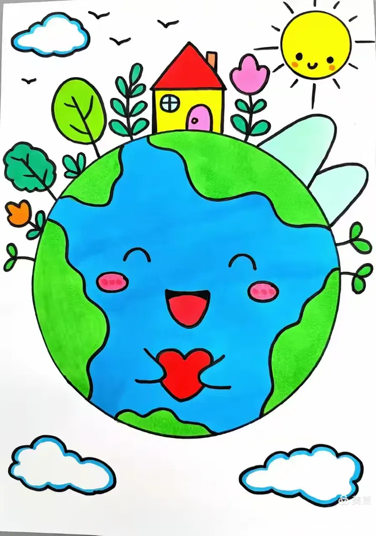 学生们拿起画笔,化身"环保小小宣传员",勾勒出自己对美丽地球的向往和